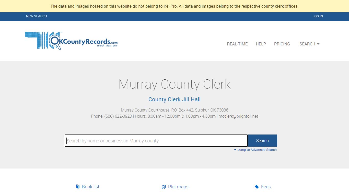 Murray County - County Clerk Public Land Records for Oklahoma